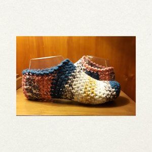 Ladies Crochet Multi-Color Slippers, Size 6, Slippers, Handmade Gifts, Fashion